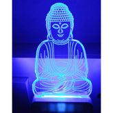 MultiColor Gautam Buddha AC Adapter Night Lamp, 3D laser-engraved acrylic and plastic, ideal for home decor or gift, low energy consumption, safety material